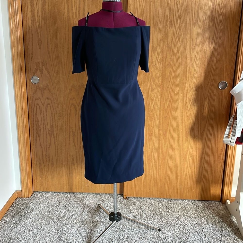 Calvin Klein Navy off shoulder, elbow sleeve with built in bra!